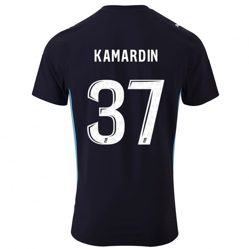 Danxen Bambino Maglia Aaron Kamardin #37 Nero Azzurro Kit Gara Away 2025/26 Maglietta