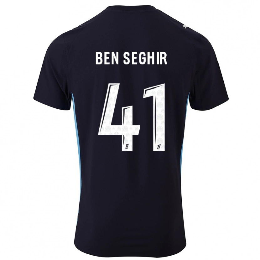 Danxen Bambino Maglia Salim Ben Seghir #41 Nero Azzurro Kit Gara Away 2025/26 Maglietta