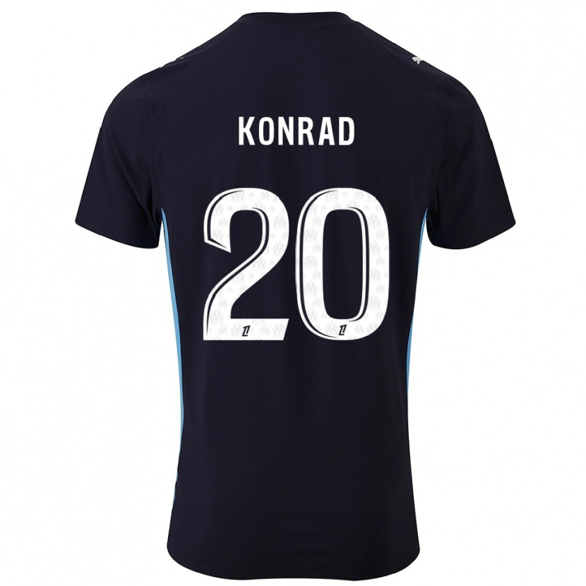Danxen Bambino Maglia Konrad De La Fuente #20 Nero Azzurro Kit Gara Away 2025/26 Maglietta