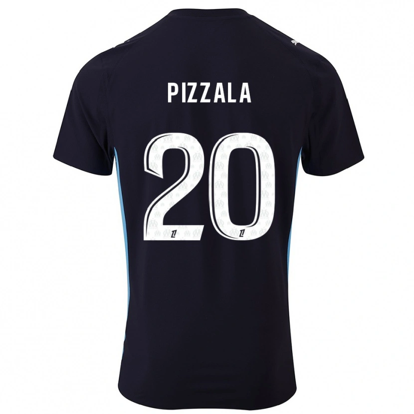 Danxen Bambino Maglia Caroline Pizzala #20 Nero Azzurro Kit Gara Away 2025/26 Maglietta