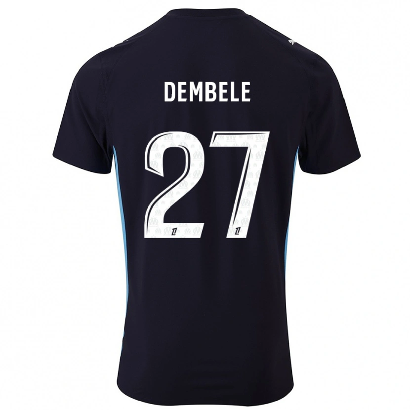 Danxen Bambino Maglia Coumba Dembélé #27 Nero Azzurro Kit Gara Away 2025/26 Maglietta