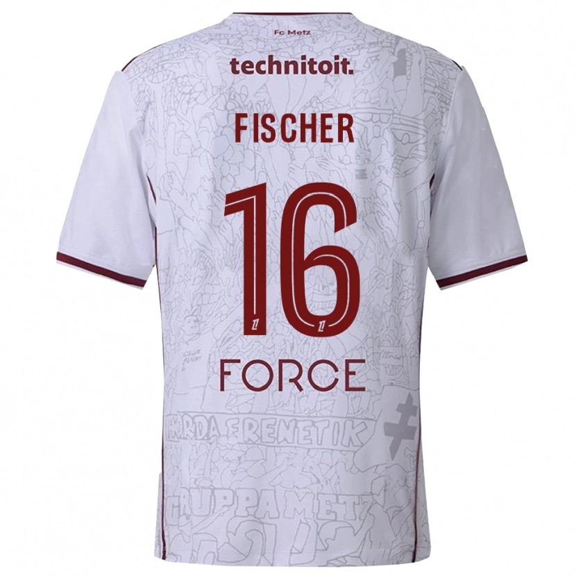 Danxen Bambino Maglia Jonathan Fischer #16 Bianco Borgogna Kit Gara Away 2025/26 Maglietta
