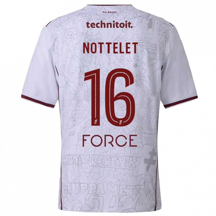Danxen Bambino Maglia Gillian Nottelet #16 Bianco Borgogna Kit Gara Away 2025/26 Maglietta