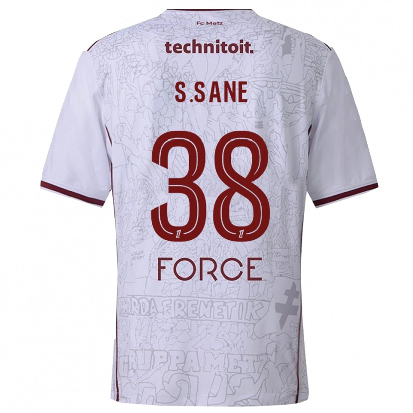 Danxen Bambino Maglia Sadibou Sané #38 Bianco Borgogna Kit Gara Away 2025/26 Maglietta