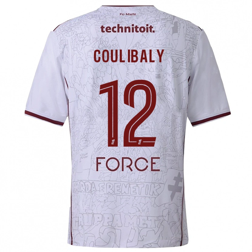 Danxen Bambino Maglia Kady Coulibaly #12 Bianco Borgogna Kit Gara Away 2025/26 Maglietta
