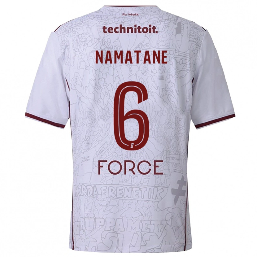 Danxen Bambino Maglia Joseph Namatane #6 Bianco Borgogna Kit Gara Away 2025/26 Maglietta