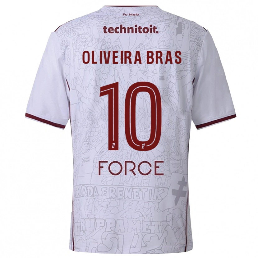 Danxen Bambino Maglia Luisa Oliveira Bras #10 Bianco Borgogna Kit Gara Away 2025/26 Maglietta