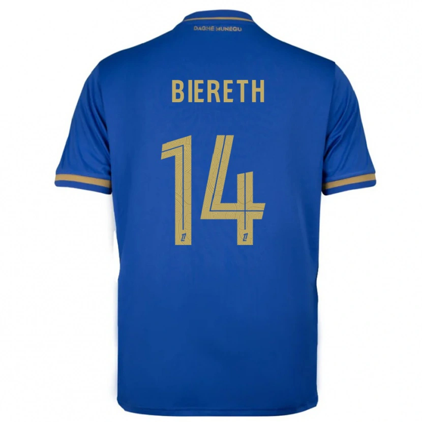 Danxen Bambino Maglia Mika Biereth #14 Blu Oro Kit Gara Away 2025/26 Maglietta