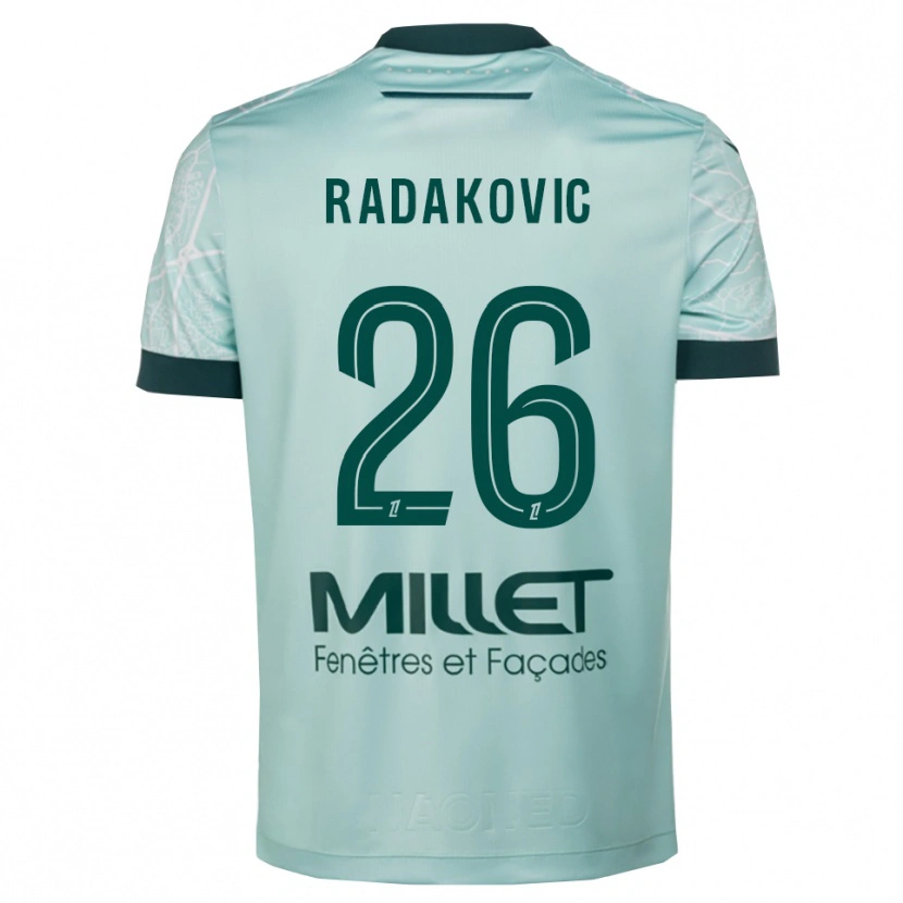 Danxen Bambino Maglia Uros Radakovic #26 Verde Bianco Kit Gara Away 2025/26 Maglietta