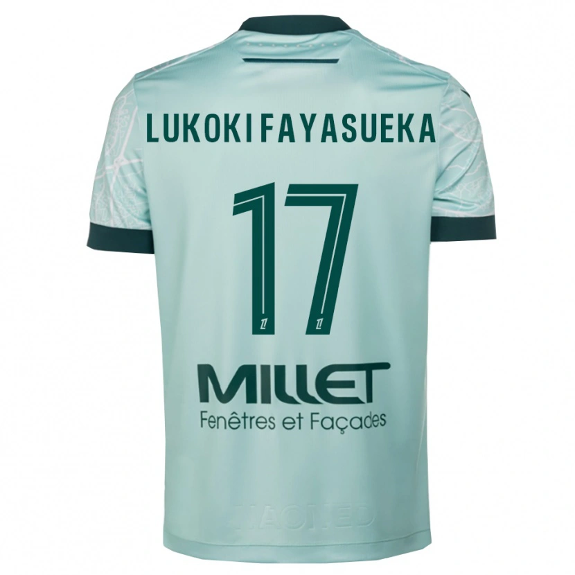 Danxen Bambino Maglia Kévin Lukoki Fayasueka #17 Verde Bianco Kit Gara Away 2025/26 Maglietta