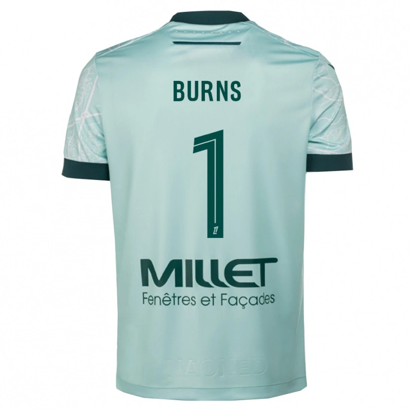 Danxen Bambino Maglia Emily Burns #1 Verde Bianco Kit Gara Away 2025/26 Maglietta