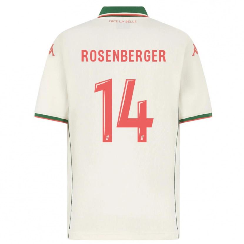 Danxen Bambino Maglia Léa Rosenberger #14 Bianco Verde Kit Gara Away 2025/26 Maglietta