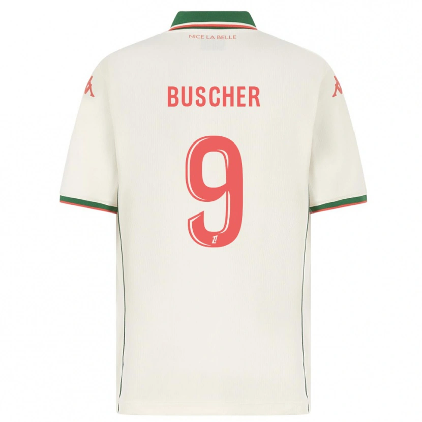 Danxen Bambino Maglia Mickaël Buscher #9 Bianco Verde Kit Gara Away 2025/26 Maglietta