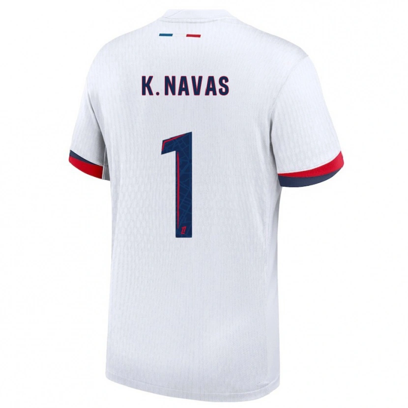 Danxen Bambino Maglia Keylor Navas #1 Bianco Rosso Kit Gara Away 2025/26 Maglietta