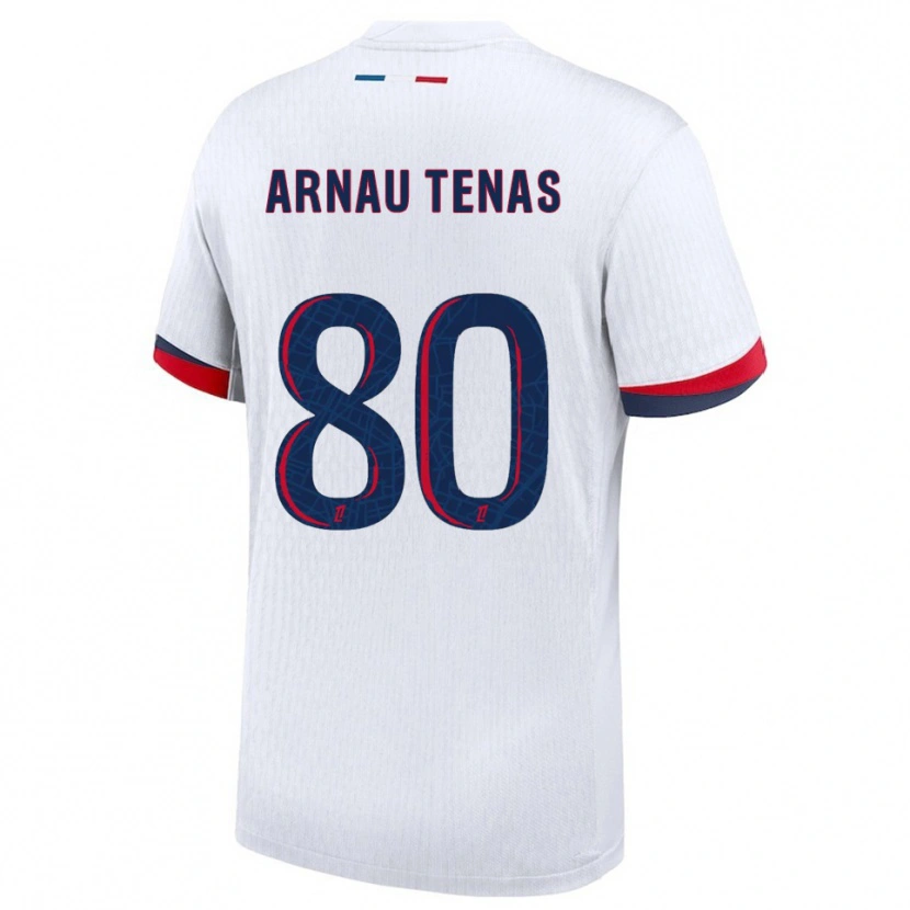Danxen Bambino Maglia Arnau Tenas #80 Bianco Rosso Kit Gara Away 2025/26 Maglietta
