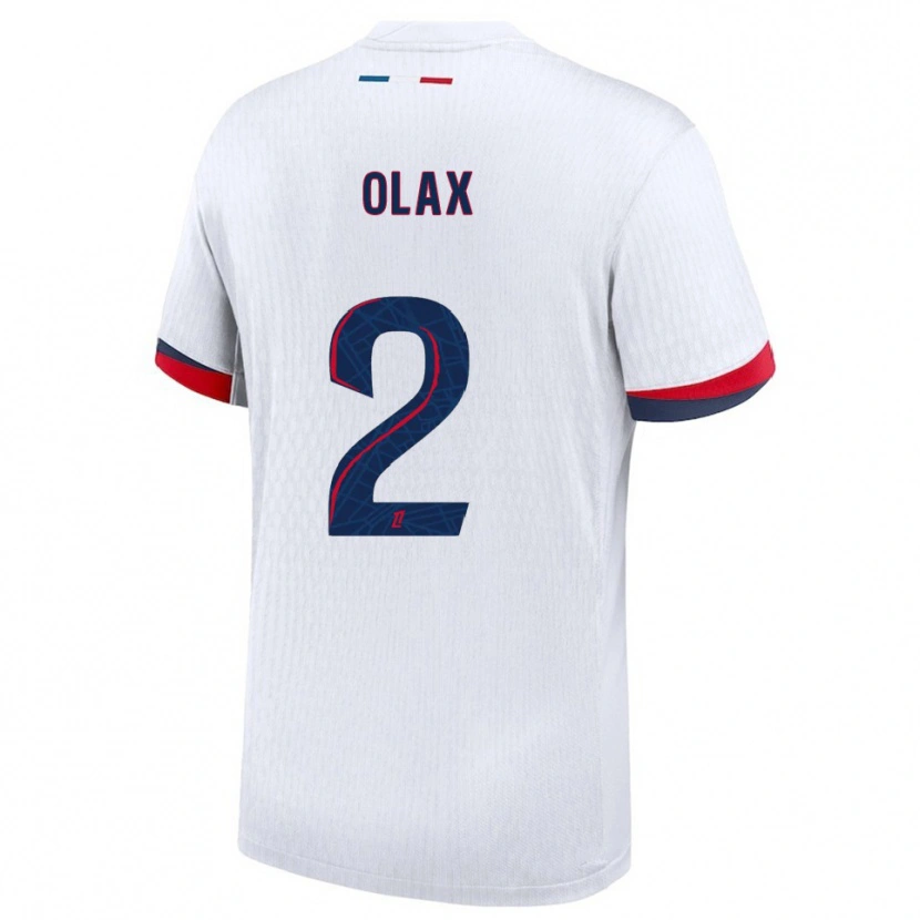 Danxen Bambino Maglia Djamy Olax #2 Bianco Rosso Kit Gara Away 2025/26 Maglietta