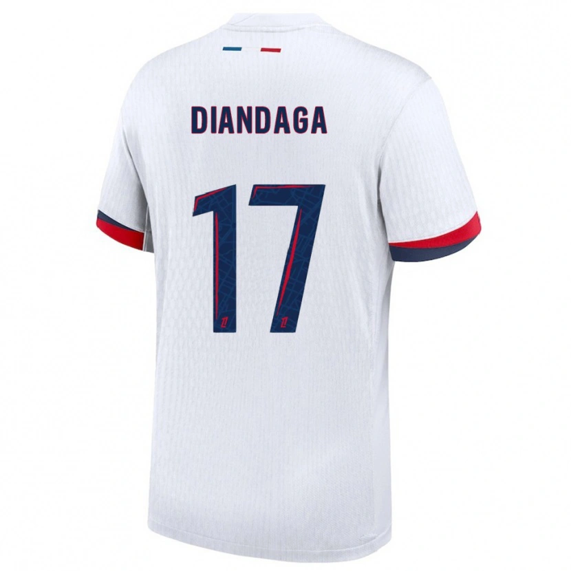 Danxen Bambino Maglia Hermann Malonga #17 Bianco Rosso Kit Gara Away 2025/26 Maglietta