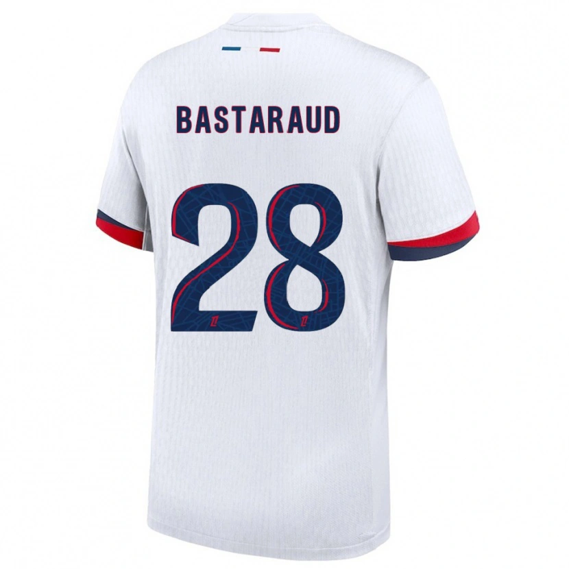 Danxen Bambino Maglia Yanis Bastaraud #28 Bianco Rosso Kit Gara Away 2025/26 Maglietta