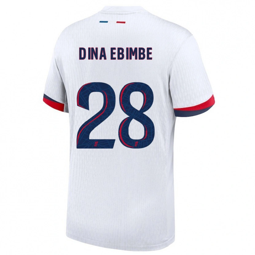 Danxen Bambino Maglia Eric Junior Dina Ebimbe #28 Bianco Rosso Kit Gara Away 2025/26 Maglietta