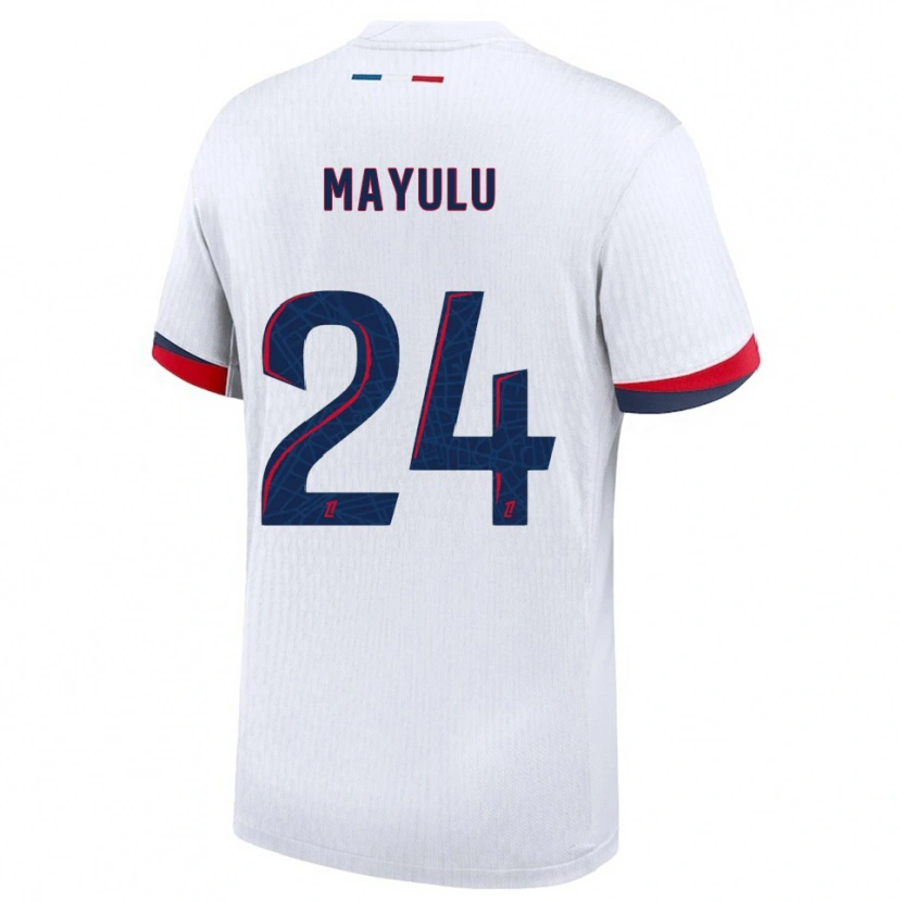 Danxen Bambino Maglia Senny Mayulu #24 Bianco Rosso Kit Gara Away 2025/26 Maglietta