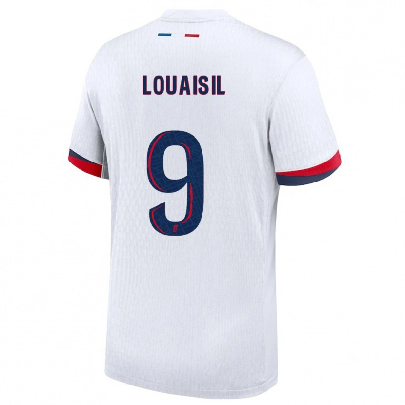 Danxen Bambino Maglia Kévin Louaisil #9 Bianco Rosso Kit Gara Away 2025/26 Maglietta