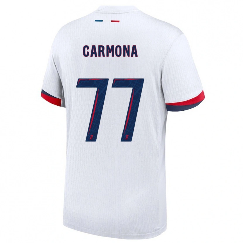 Danxen Bambino Maglia Olga Carmona #77 Bianco Rosso Kit Gara Away 2025/26 Maglietta