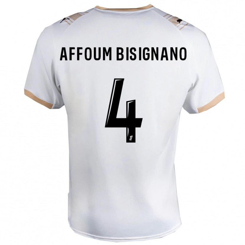 Danxen Bambino Maglia Layan Affoum Bisignano #4 Bianco Nero Kit Gara Away 2025/26 Maglietta