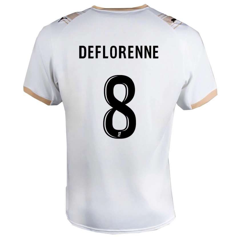 Danxen Bambino Maglia Théo Deflorenne #8 Bianco Nero Kit Gara Away 2025/26 Maglietta