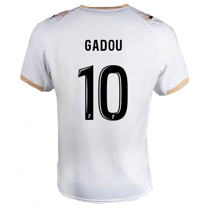Danxen Bambino Maglia Arone Gadou #10 Bianco Nero Kit Gara Away 2025/26 Maglietta