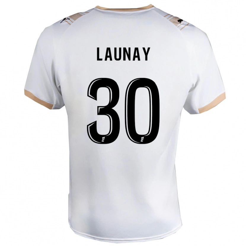 Danxen Bambino Maglia Elisa Launay #30 Bianco Nero Kit Gara Away 2025/26 Maglietta
