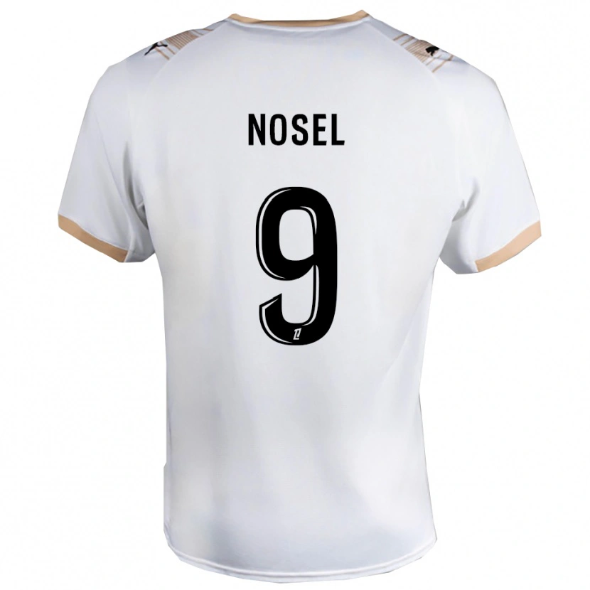 Danxen Bambino Maglia Adam Nosel #9 Bianco Nero Kit Gara Away 2025/26 Maglietta