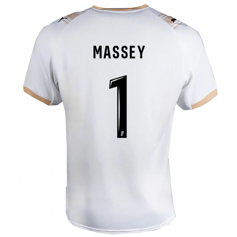 Danxen Bambino Maglia Kayza Massey #1 Bianco Nero Kit Gara Away 2025/26 Maglietta