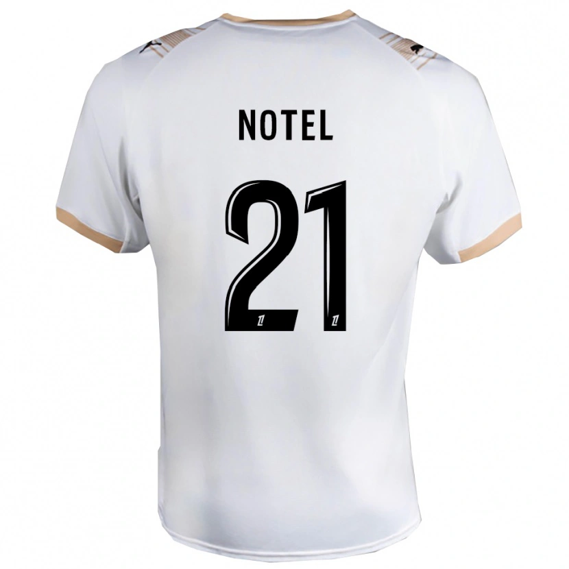 Danxen Bambino Maglia Léa Notel #21 Bianco Nero Kit Gara Away 2025/26 Maglietta