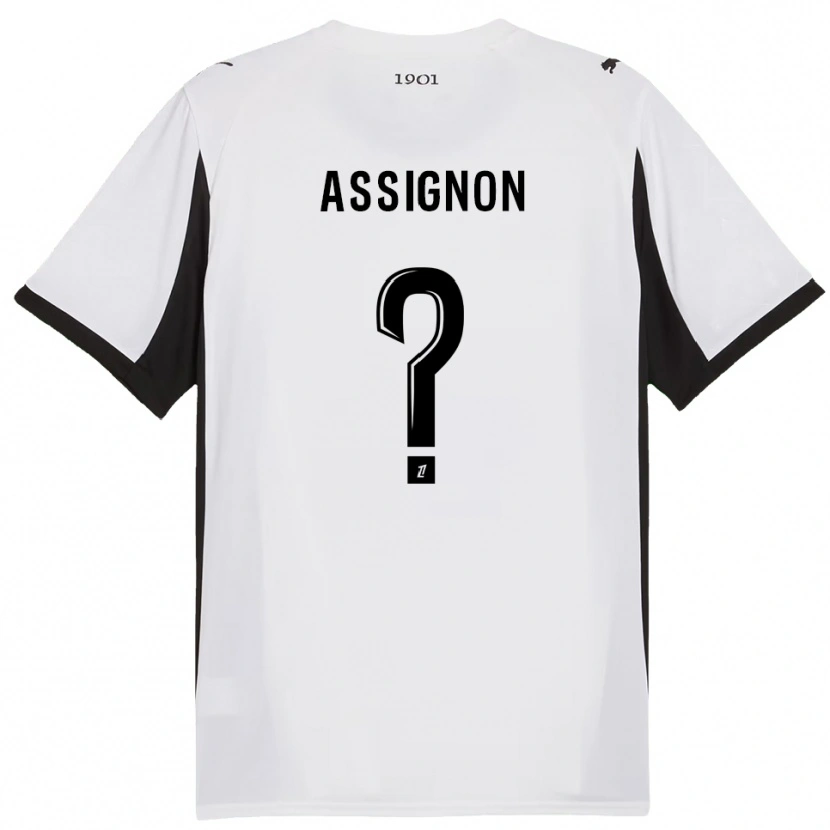 Danxen Bambino Maglia Kenny Assignon #0 Bianco Nero Kit Gara Away 2025/26 Maglietta