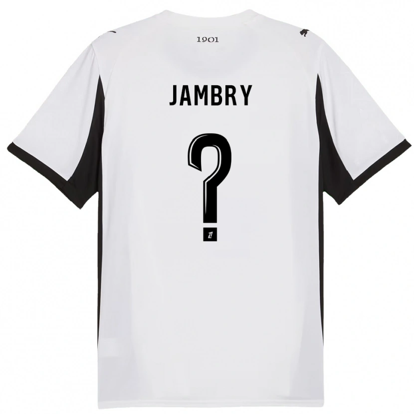 Danxen Bambino Maglia Melvin Jambry #0 Bianco Nero Kit Gara Away 2025/26 Maglietta