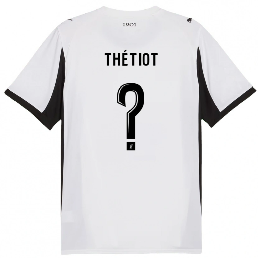 Danxen Bambino Maglia Firmin Thétiot #0 Bianco Nero Kit Gara Away 2025/26 Maglietta