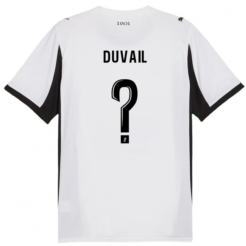 Danxen Bambino Maglia Jules Duvail #0 Bianco Nero Kit Gara Away 2025/26 Maglietta