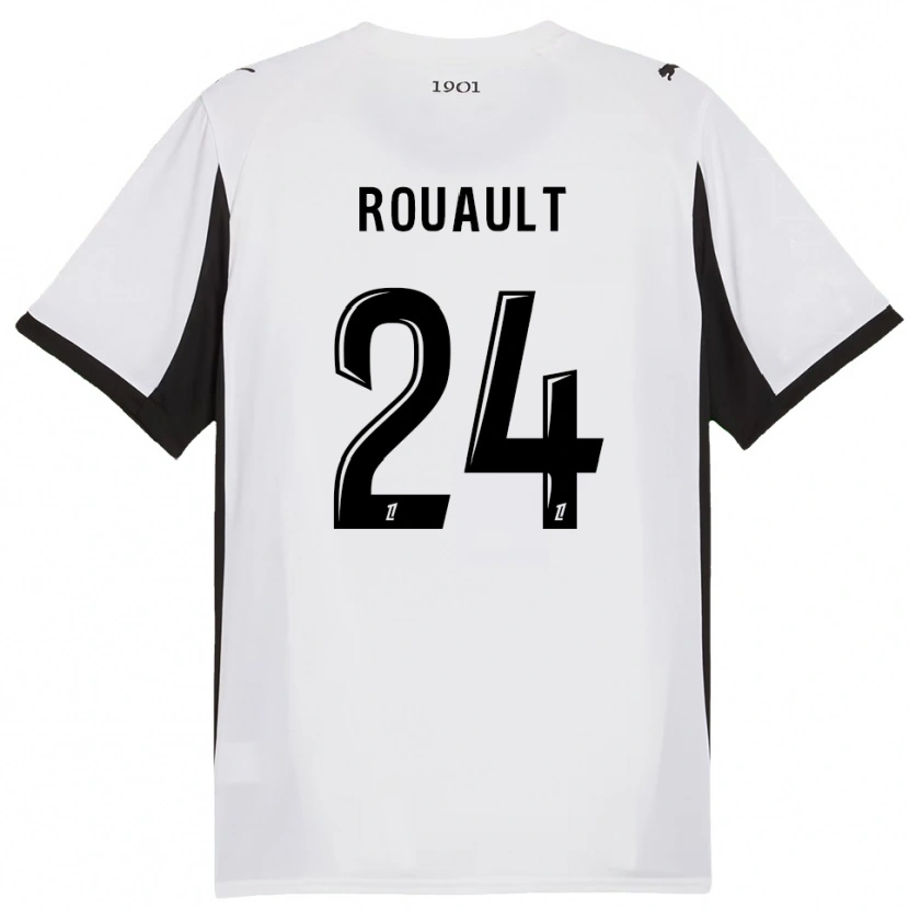 Danxen Bambino Maglia Anthony Rouault #24 Bianco Nero Kit Gara Away 2025/26 Maglietta