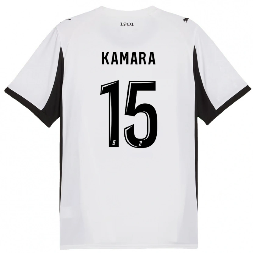 Danxen Bambino Maglia Glen Kamara #15 Bianco Nero Kit Gara Away 2025/26 Maglietta