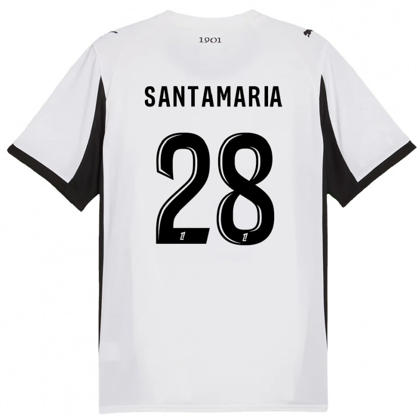 Danxen Bambino Maglia Baptiste Santamaria #28 Bianco Nero Kit Gara Away 2025/26 Maglietta