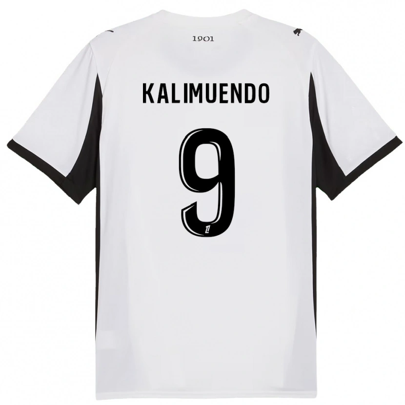 Danxen Bambino Maglia Arnaud Kalimuendo #9 Bianco Nero Kit Gara Away 2025/26 Maglietta
