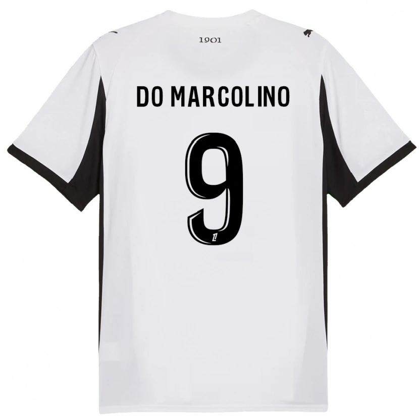 Danxen Bambino Maglia Alan Do Marcolino #9 Bianco Nero Kit Gara Away 2025/26 Maglietta