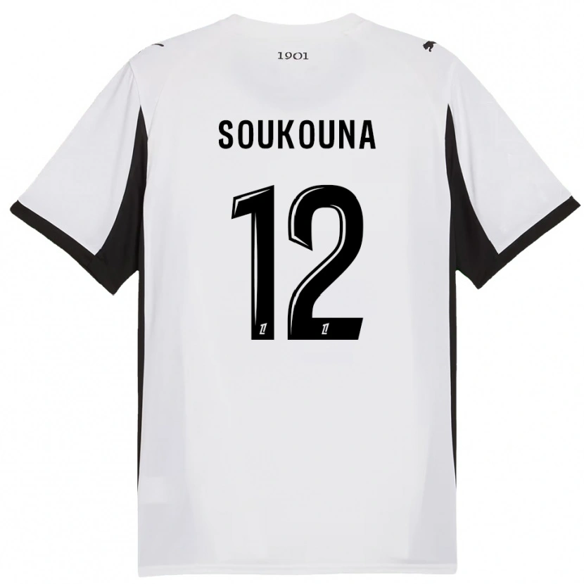 Danxen Bambino Maglia Isiaka Soukouna #12 Bianco Nero Kit Gara Away 2025/26 Maglietta