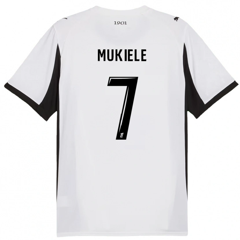 Danxen Bambino Maglia Nordan Mukiele #7 Bianco Nero Kit Gara Away 2025/26 Maglietta
