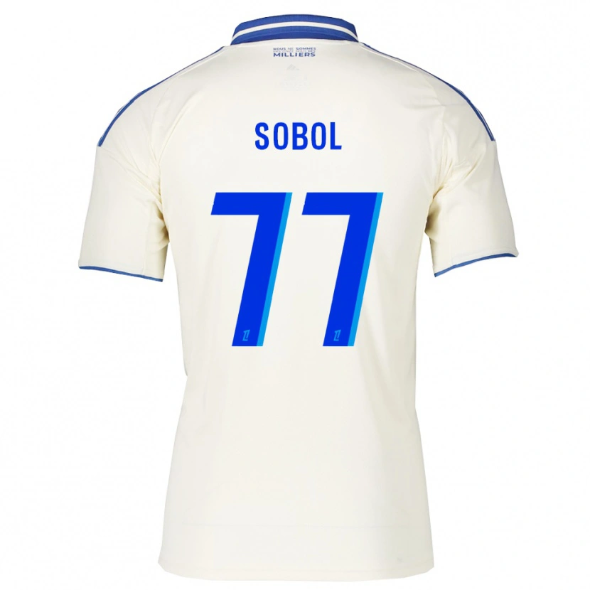 Danxen Bambino Maglia Eduard Sobol #77 Champagne Blu Kit Gara Away 2025/26 Maglietta