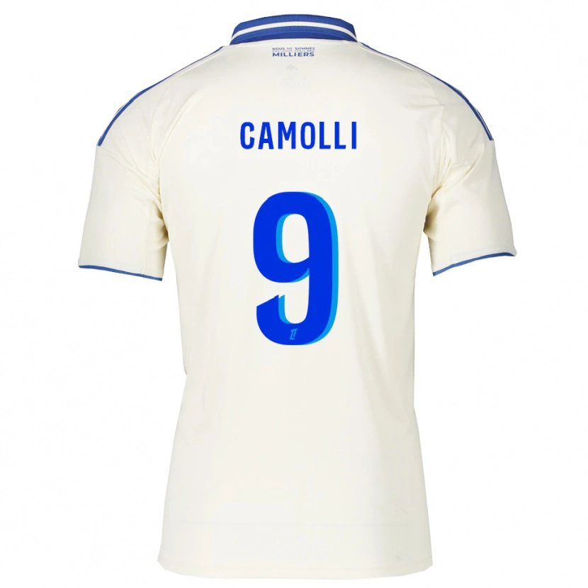 Danxen Bambino Maglia Benjamin Camolli #9 Champagne Blu Kit Gara Away 2025/26 Maglietta