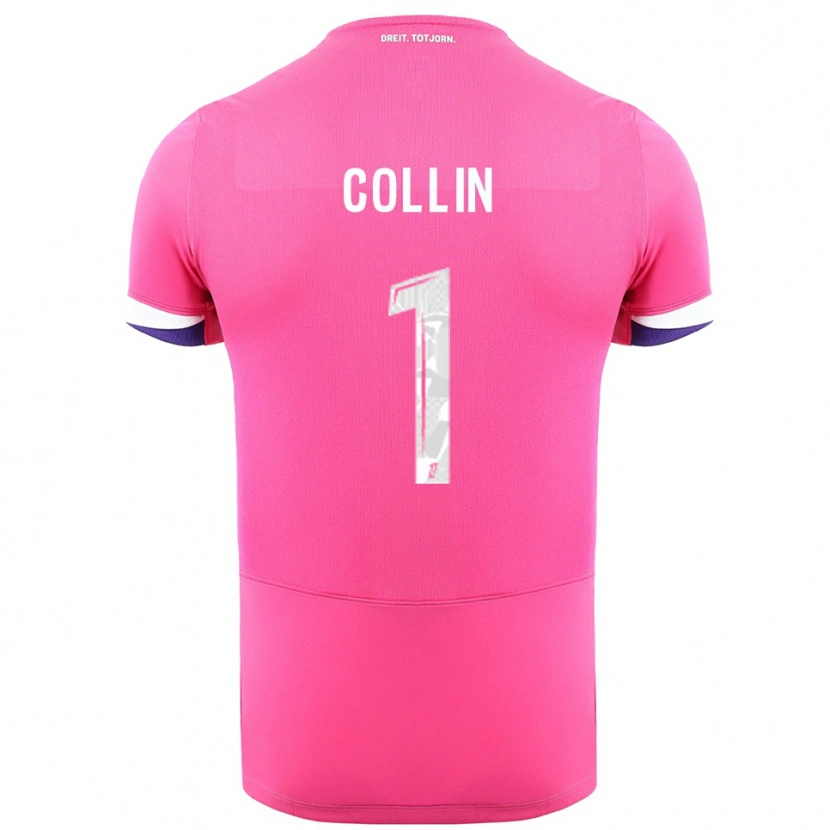 Danxen Bambino Maglia Théo Collin #1 Rosa Bianco Kit Gara Away 2025/26 Maglietta