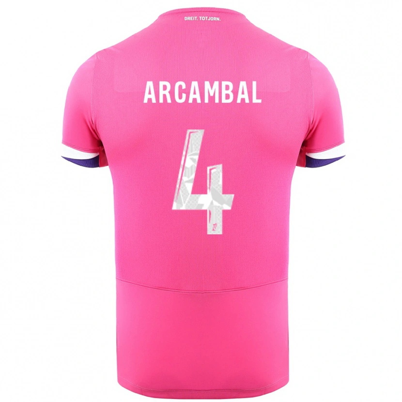 Danxen Bambino Maglia Anais Arcambal #4 Rosa Bianco Kit Gara Away 2025/26 Maglietta