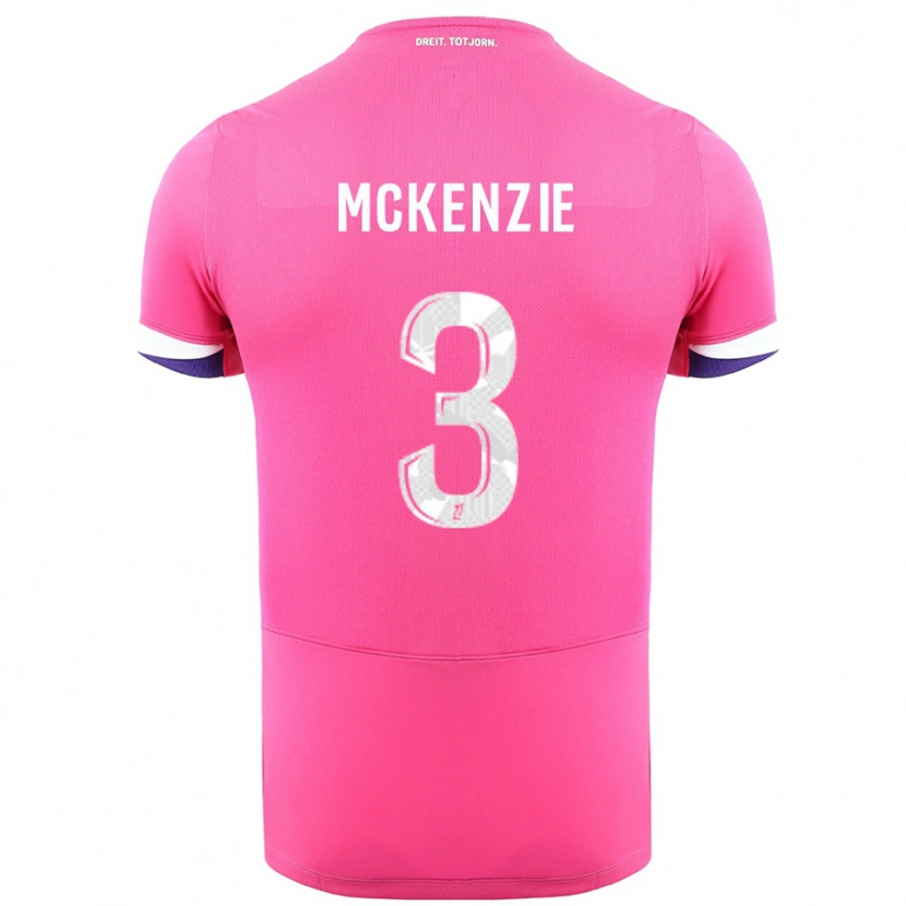 Danxen Bambino Maglia Mark Mckenzie #3 Rosa Bianco Kit Gara Away 2025/26 Maglietta
