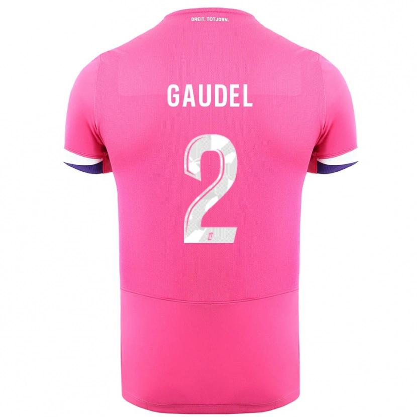 Danxen Bambino Maglia Raphaël Gaudel #2 Rosa Bianco Kit Gara Away 2025/26 Maglietta